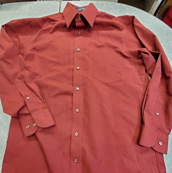 🤴👔 Stafford Cranberry Men's Dress shirt - Picture 3 of 14